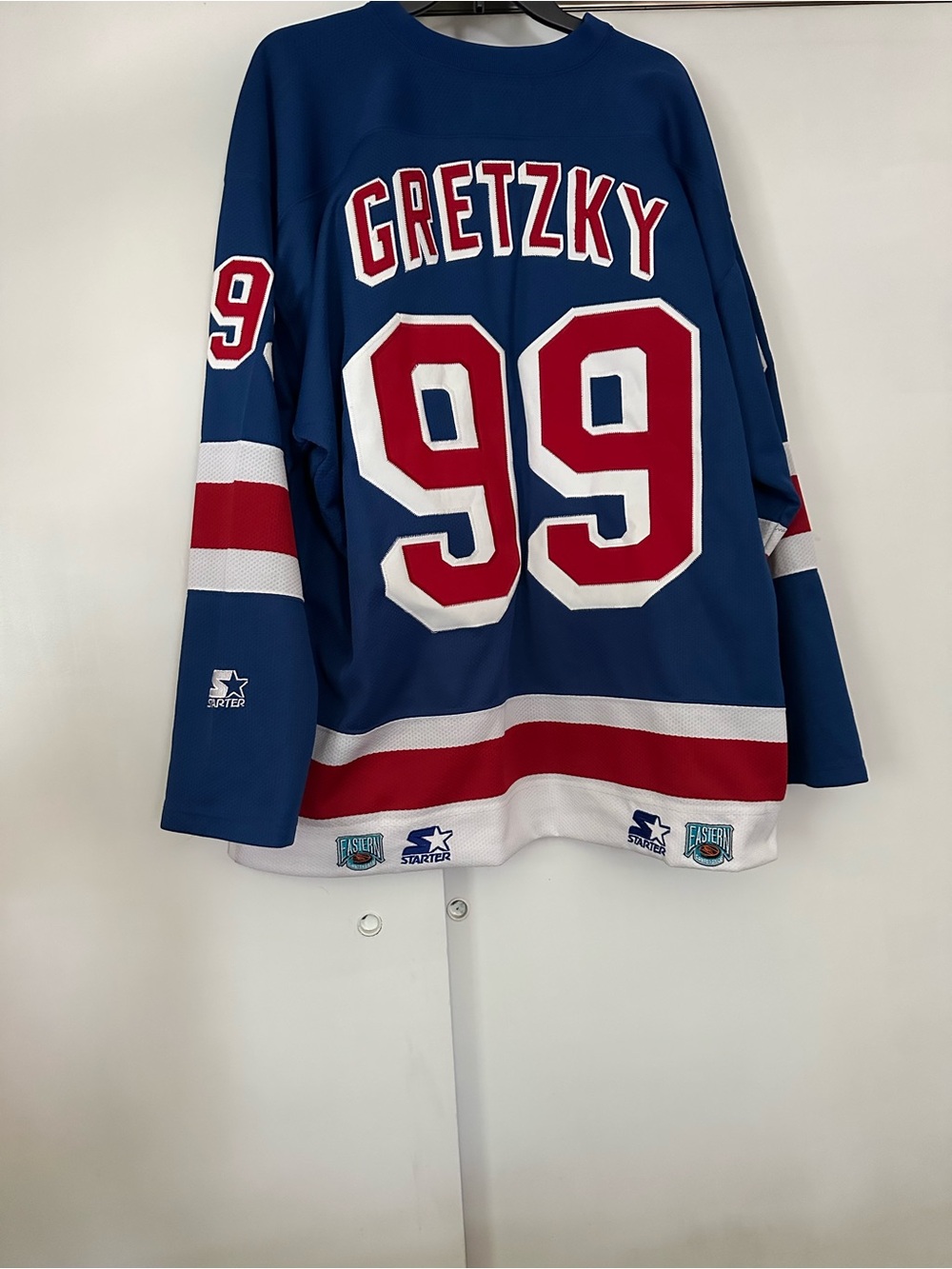 STARTER Blue Gretzky #99 Hockey Jersey with Red & White Accents